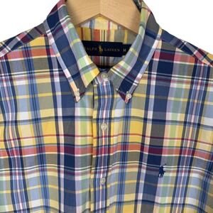 Ralph Lauren Madras Plaid Button Down Shirt Mens M Long Sleeve Casual Preppy